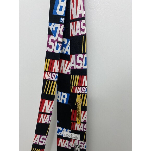 VTG NASCAR Necktie Tie Ralph Marlin Made in USA Rm Style Multicolored - Picture 8 of 8